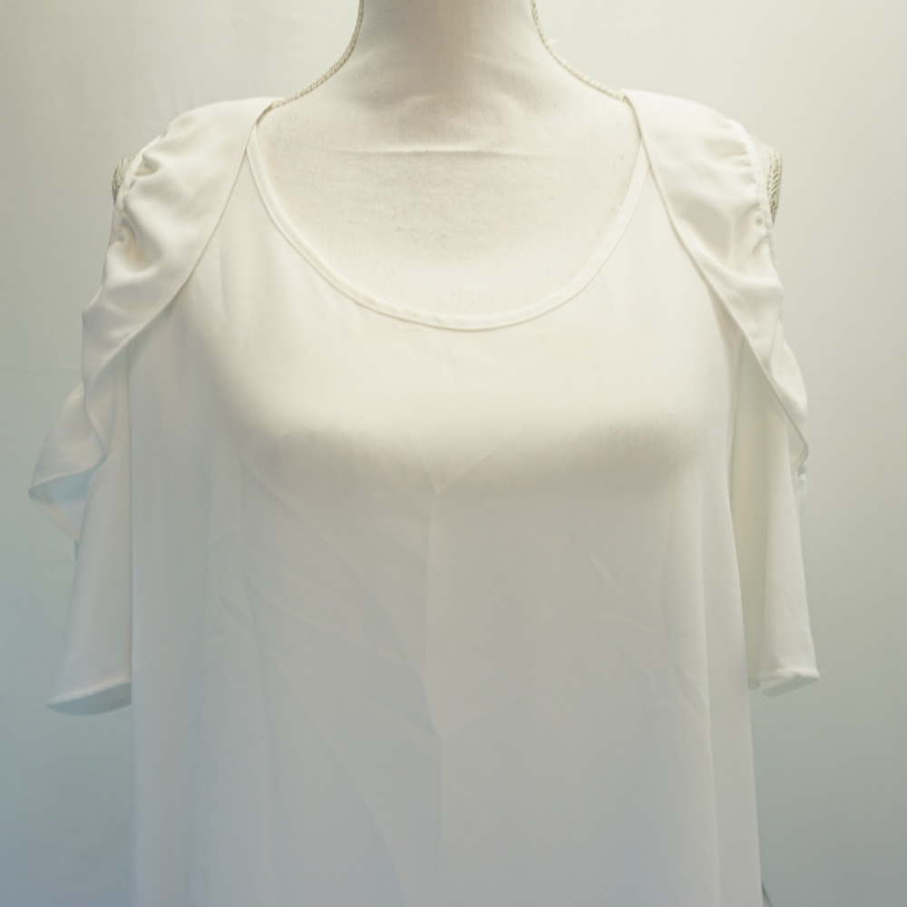 NY Collection Ruffle Cold Shoulder Blouse Top - Picture 2 of 8